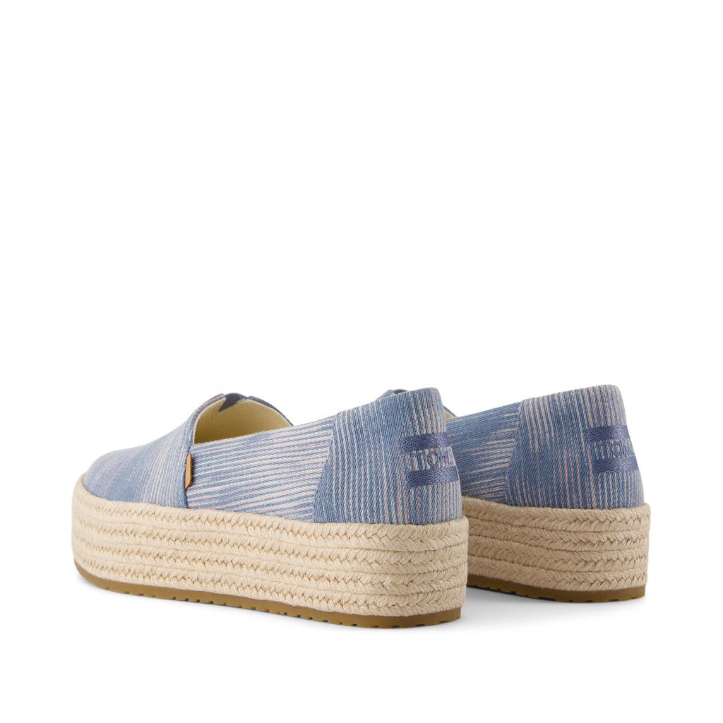 Valencia Pastel Blue Novelty Denim Platform Espadrille Back View