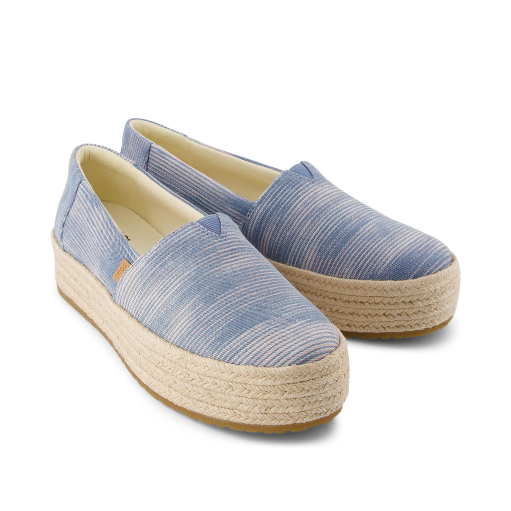 Valencia Pastel Blue Novelty Denim Platform Espadrille Front View