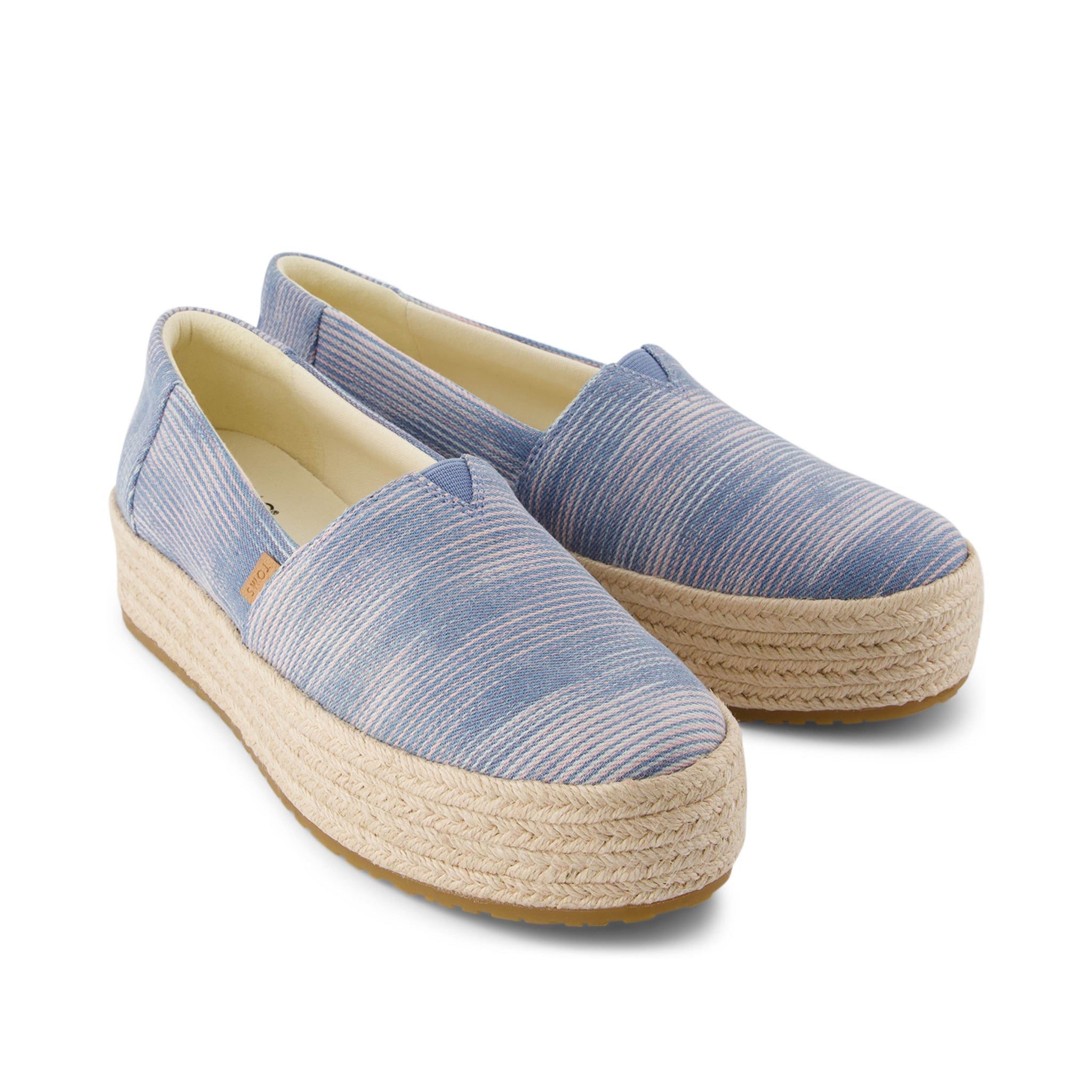 Valencia Pastel Blue Novelty Denim Platform Espadrille Front View