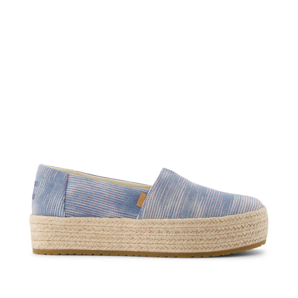 Valencia Pastel Blue Novelty Denim Platform Espadrille Side View