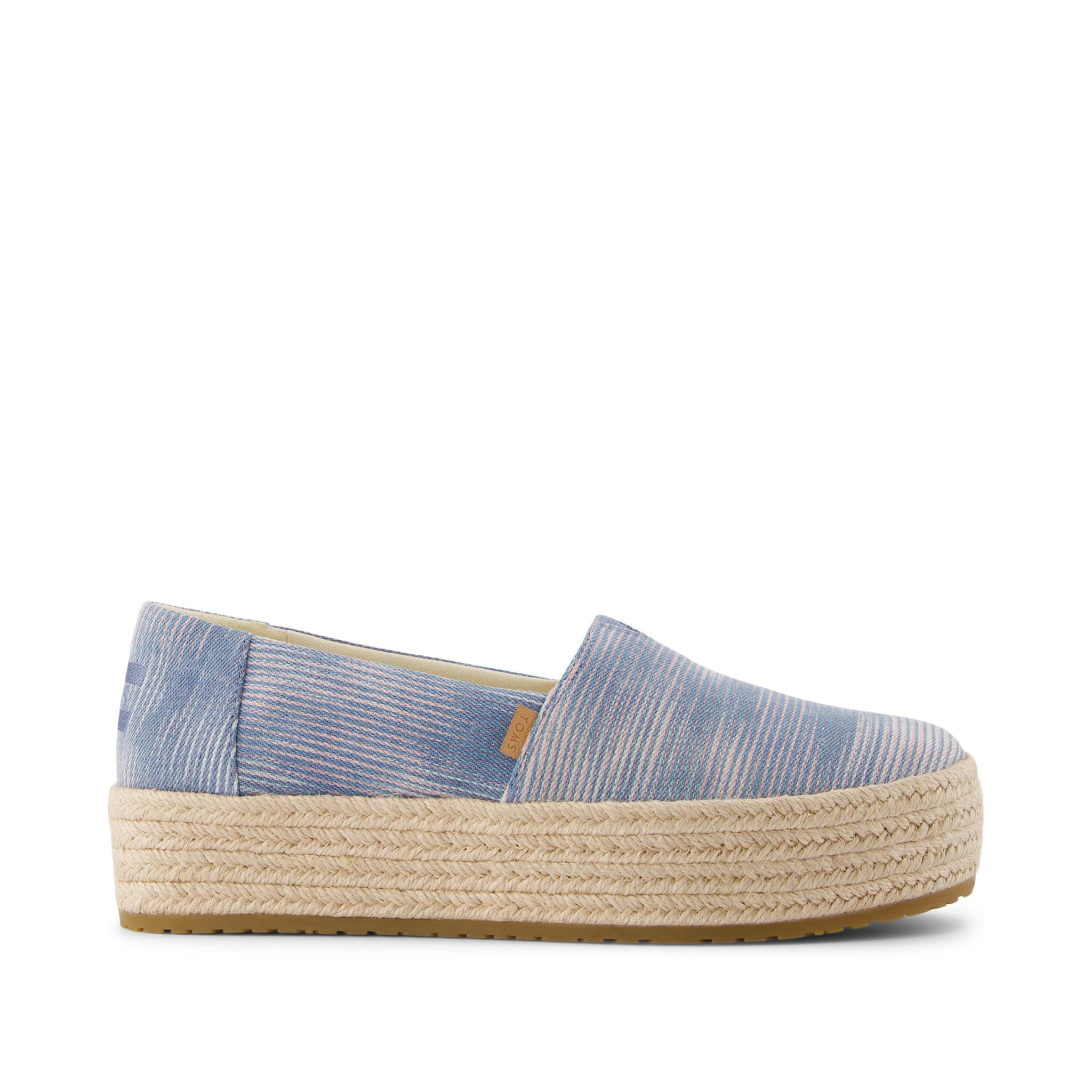 Valencia Pastel Blue Novelty Denim Platform Espadrille Side View
