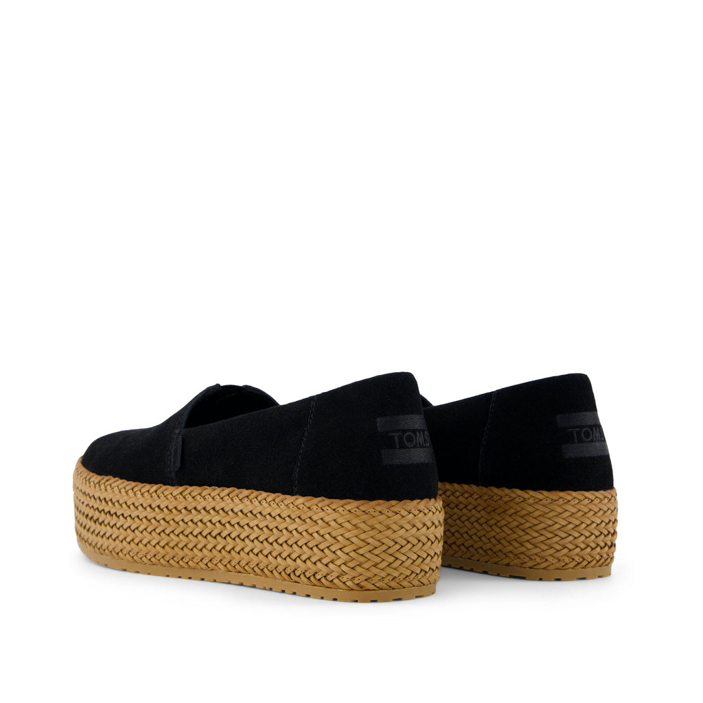 Valencia Black Suede Espadrille Platform Espadrille Back View