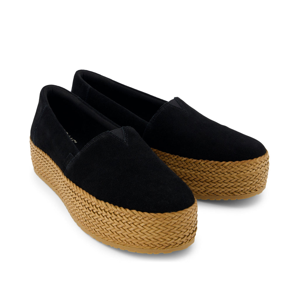 Valencia Black Suede Espadrille Platform Espadrille Front View