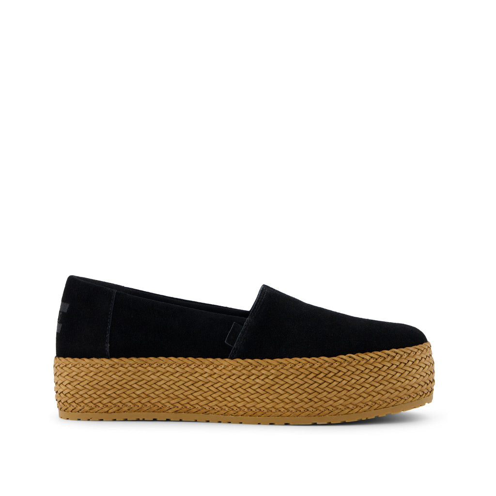 Valencia Black Suede Espadrille Platform Espadrille Side View