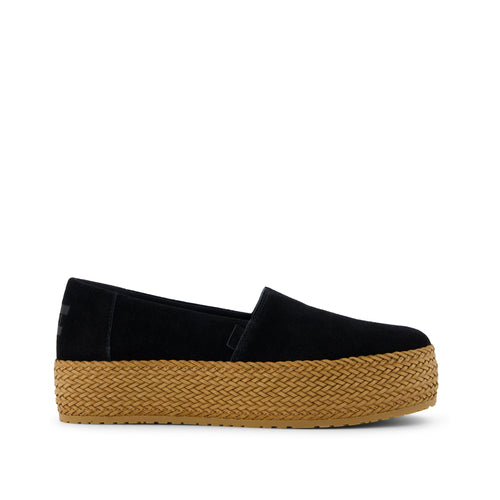 Valencia Black Suede Espadrille Platform Espadrille Side View