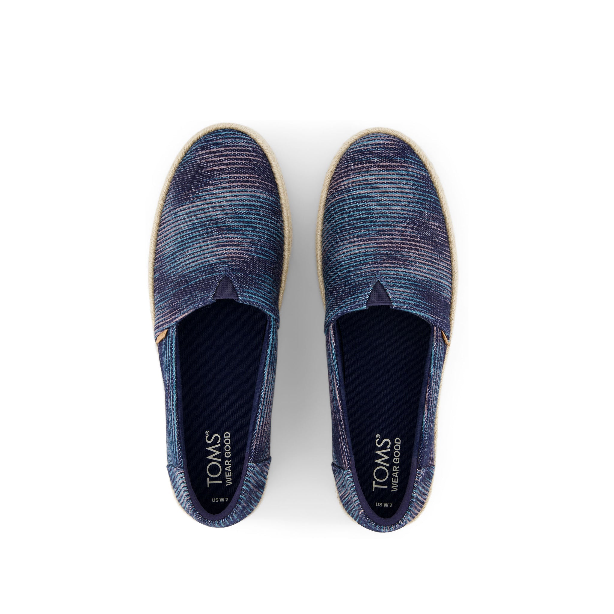 Valencia Navy Novelty Denim Platform Espadrille Top View