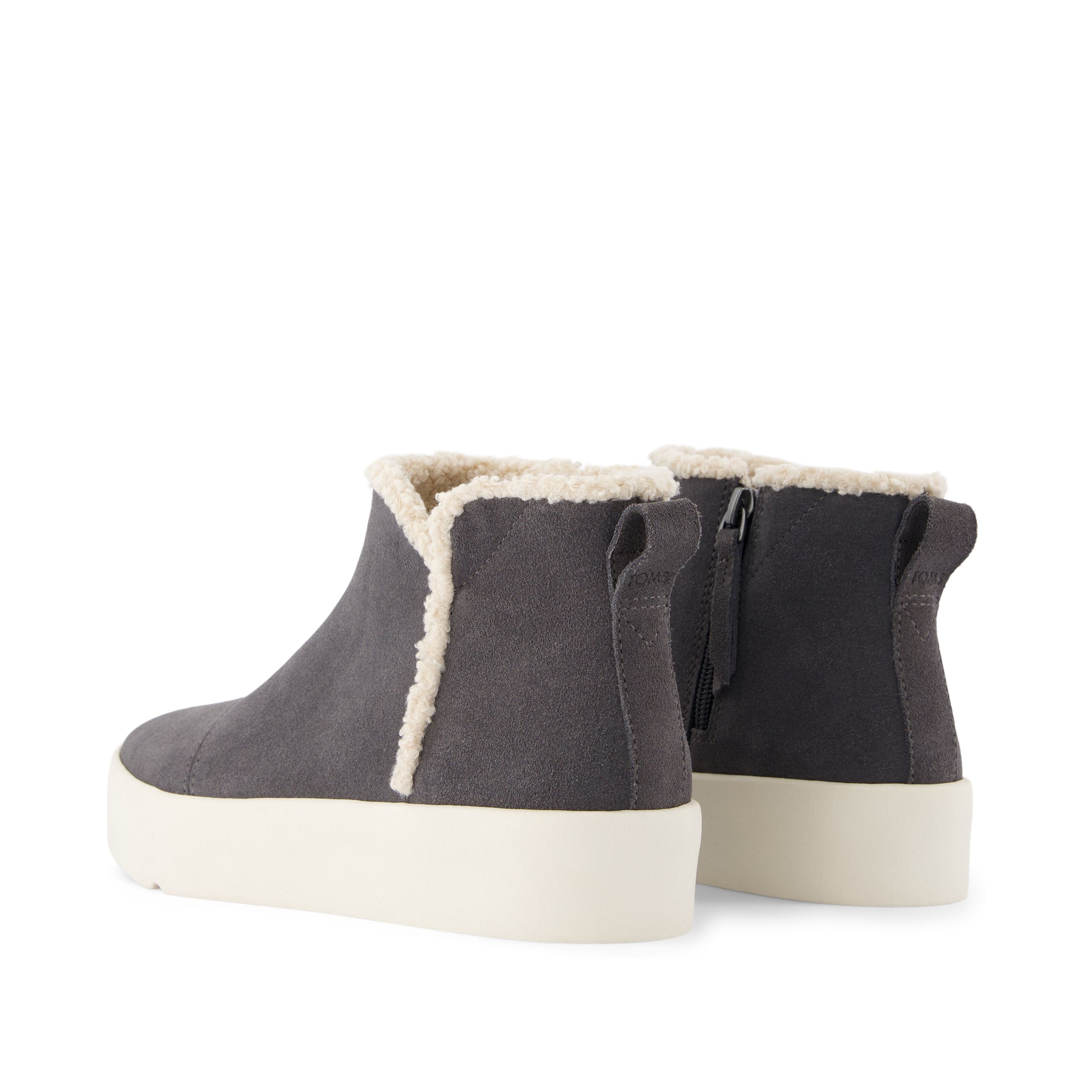 Verona Mid Platform Sneaker - Grey Suede Faux Shearling Back View