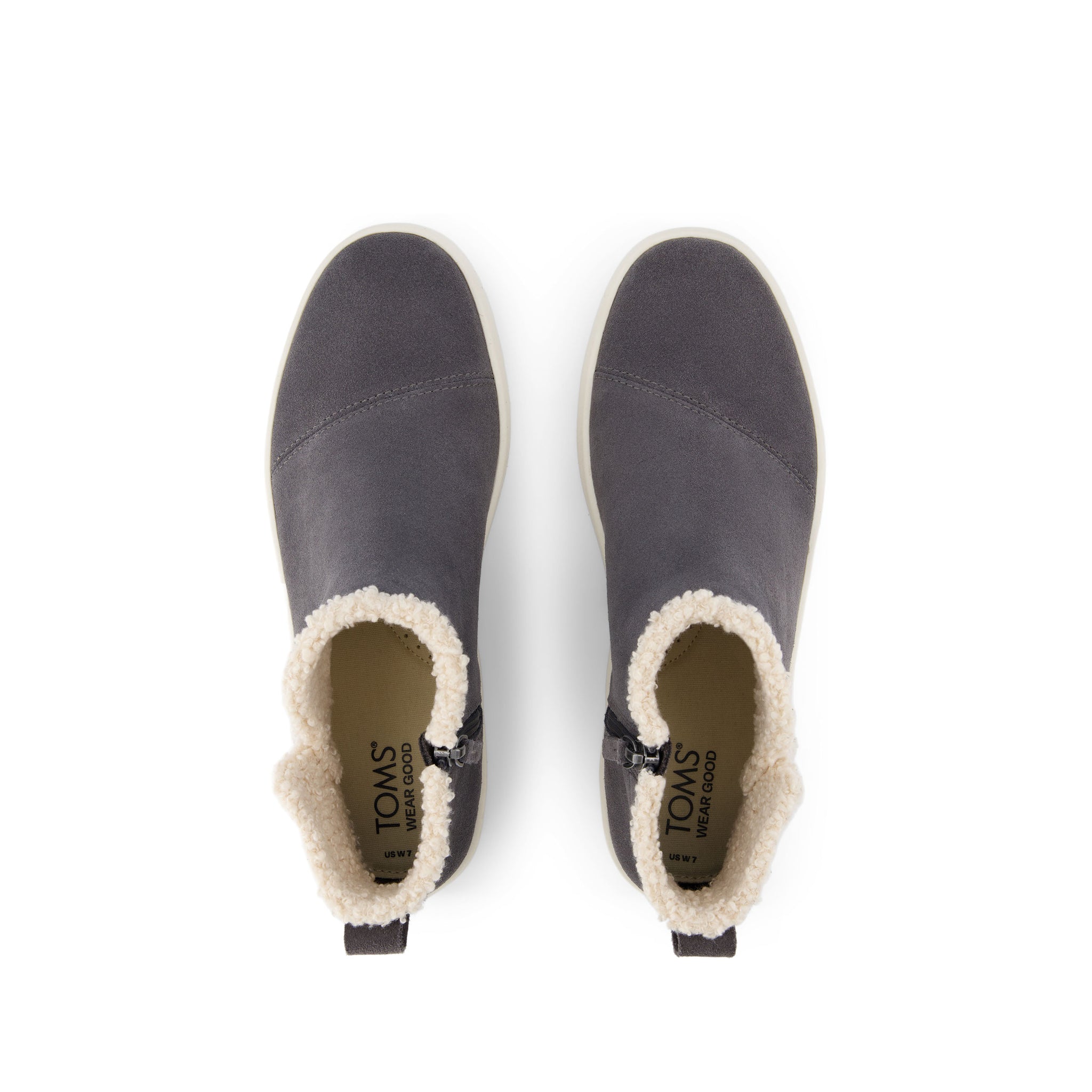Verona Mid Platform Sneaker - Grey Suede Faux Shearling Top View