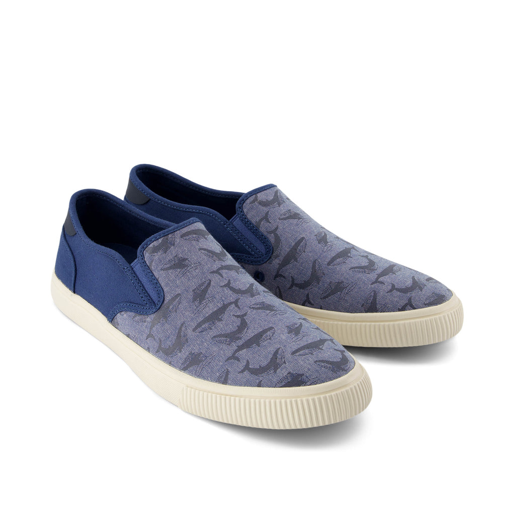 Baja Blue Glow in the Dark Whales Slip On Sneaker Front View