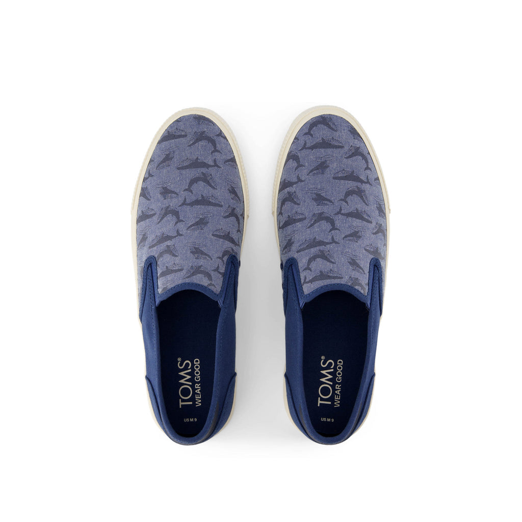 Baja Blue Glow in the Dark Whales Slip On Sneaker Top View