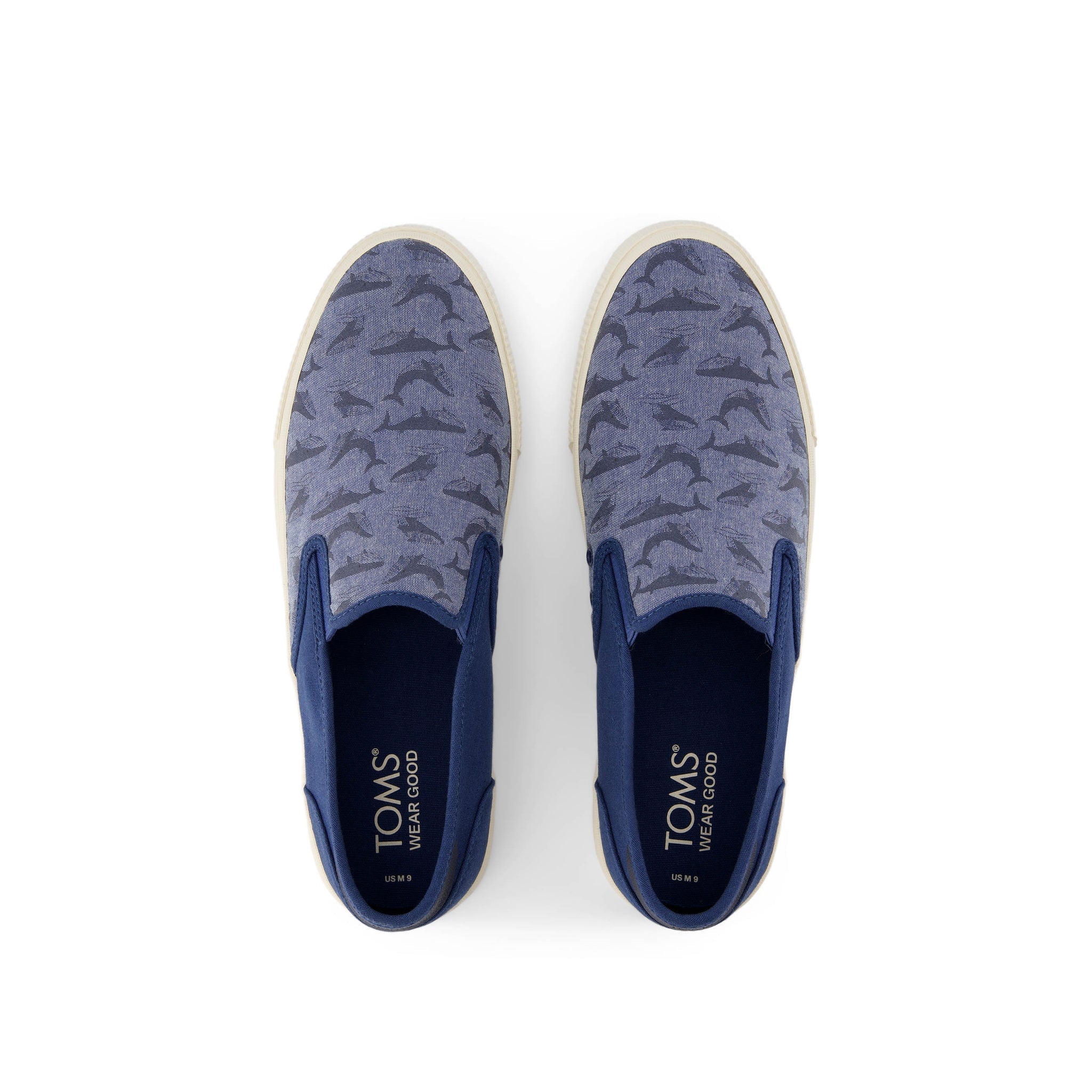 Baja Blue Glow in the Dark Whales Slip On Sneaker Top View