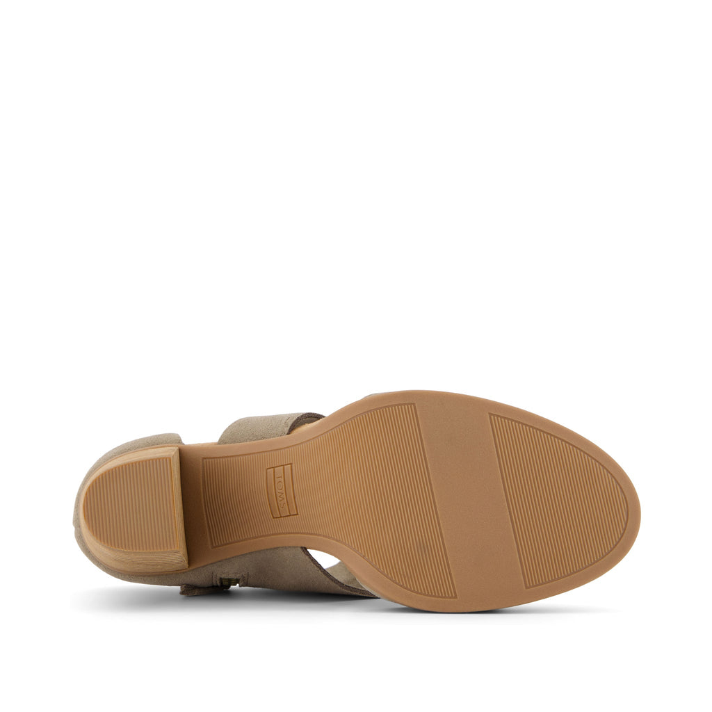 Milan Taupe Suede Closed Toe Heel Bottom Sole View