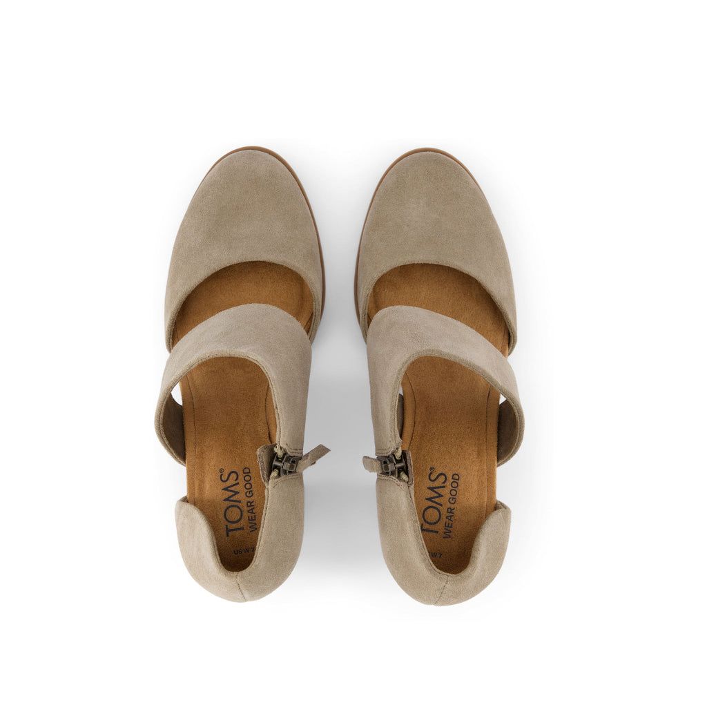 Milan Taupe Suede Closed Toe Heel Top View