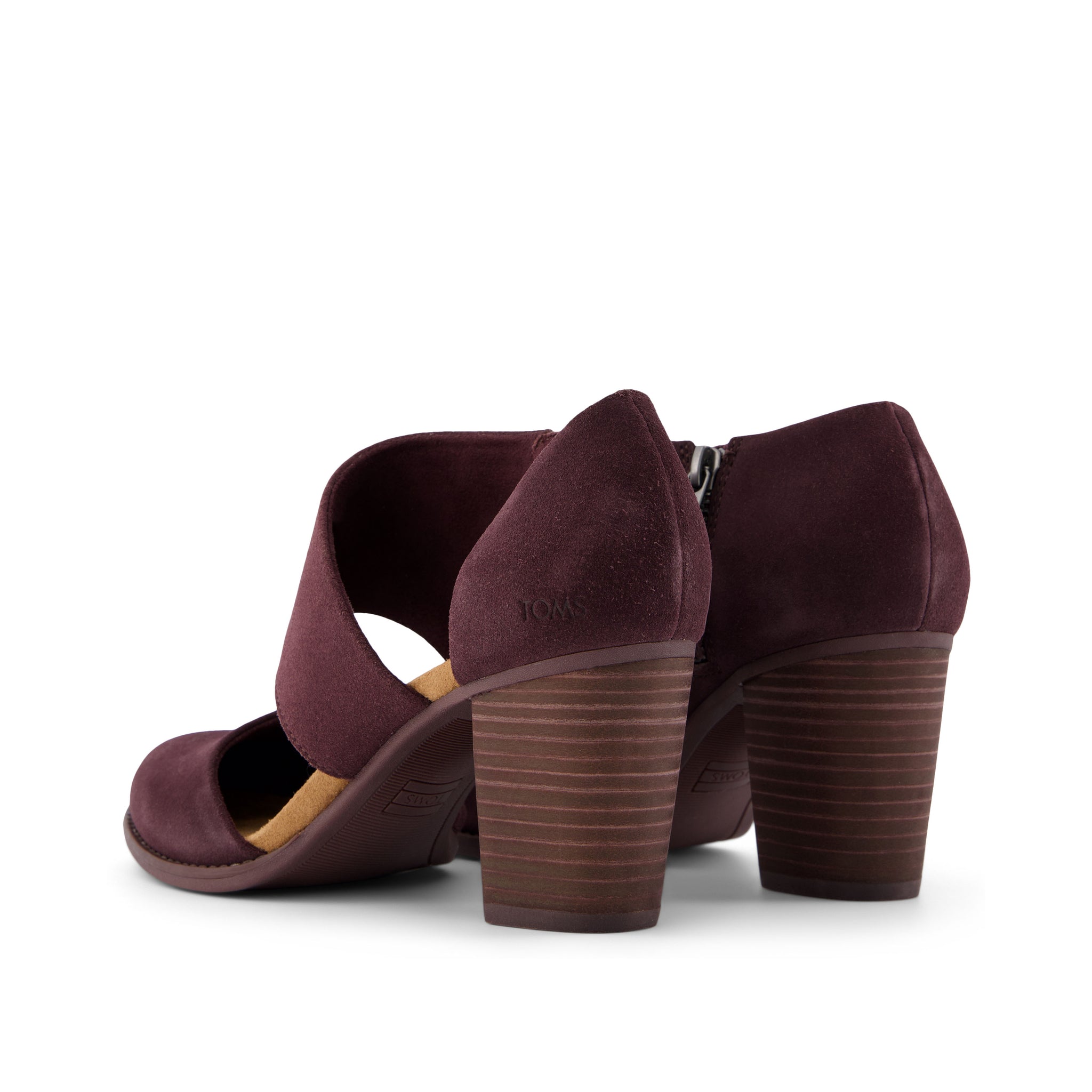 Milan Blackberry Suede Closed Toe Heel Back View