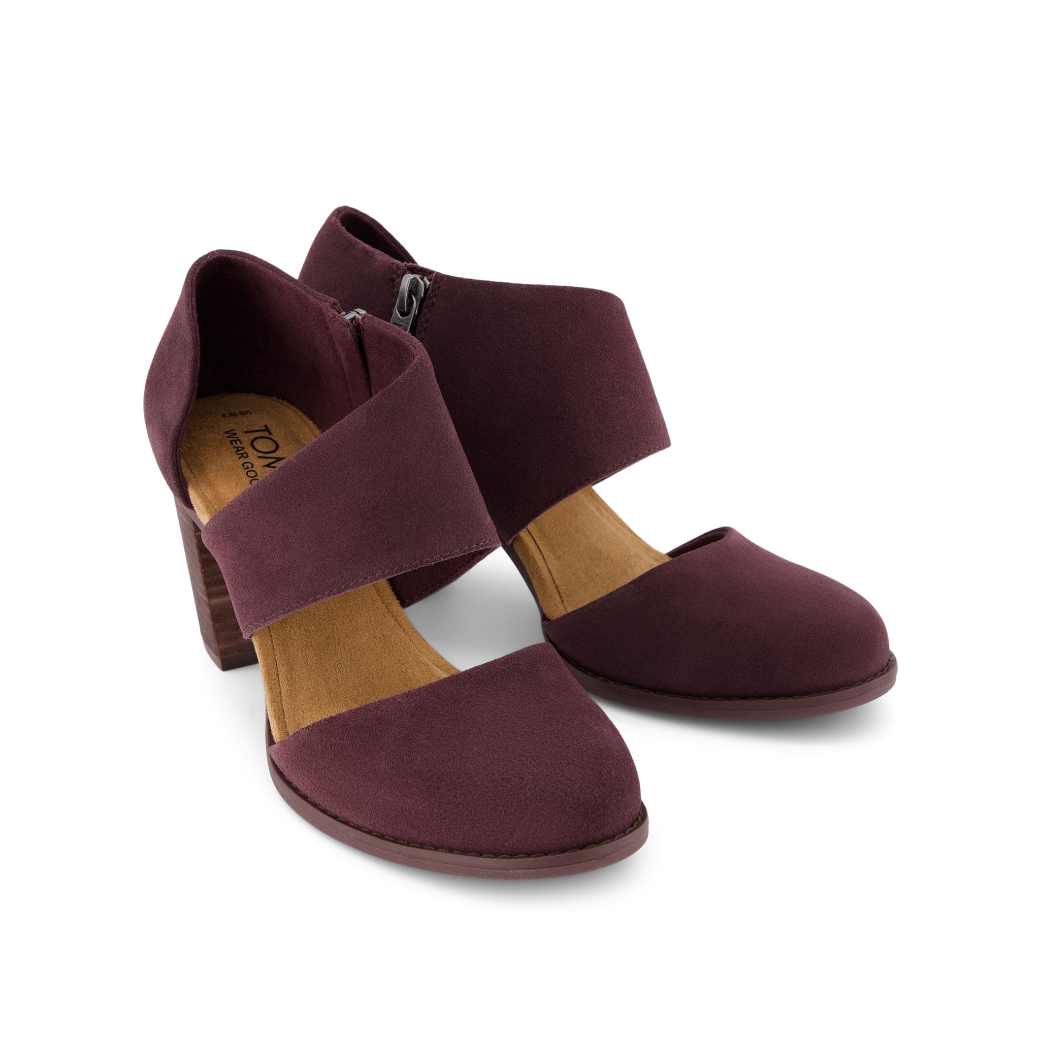 Milan Blackberry Suede Closed Toe Heel Front View