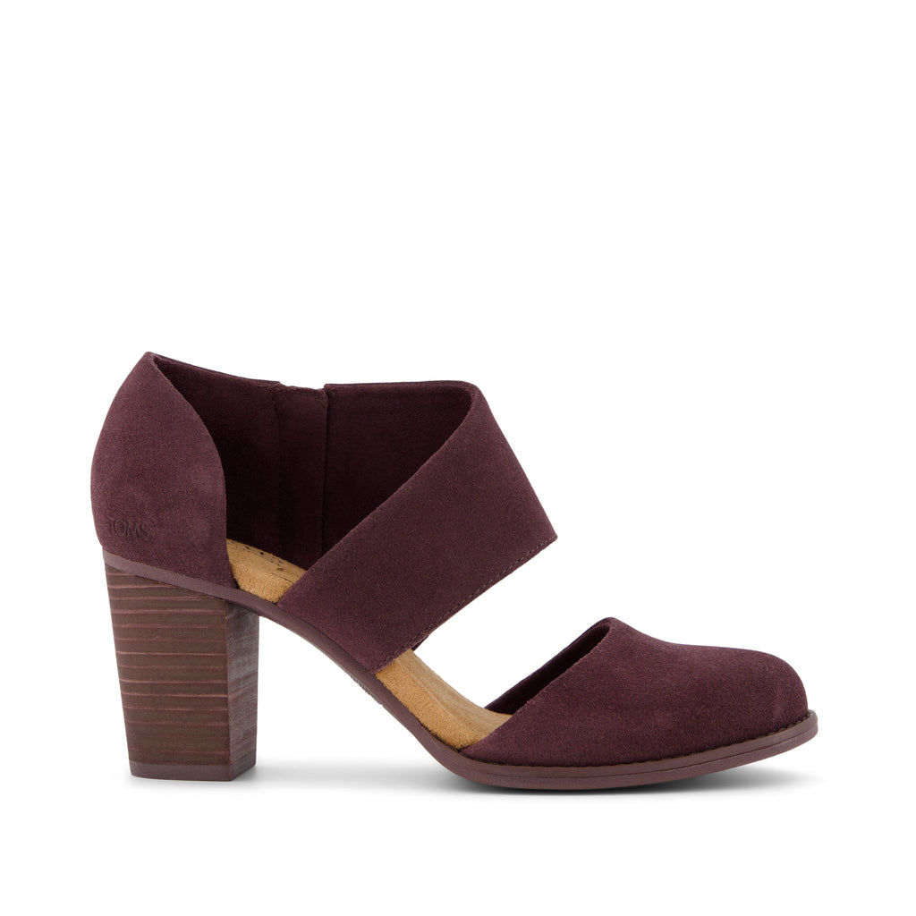 Milan Blackberry Suede Closed Toe Heel Side View