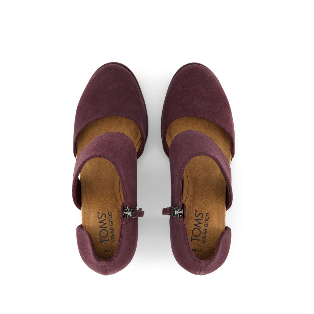 Milan Blackberry Suede Closed Toe Heel Top View