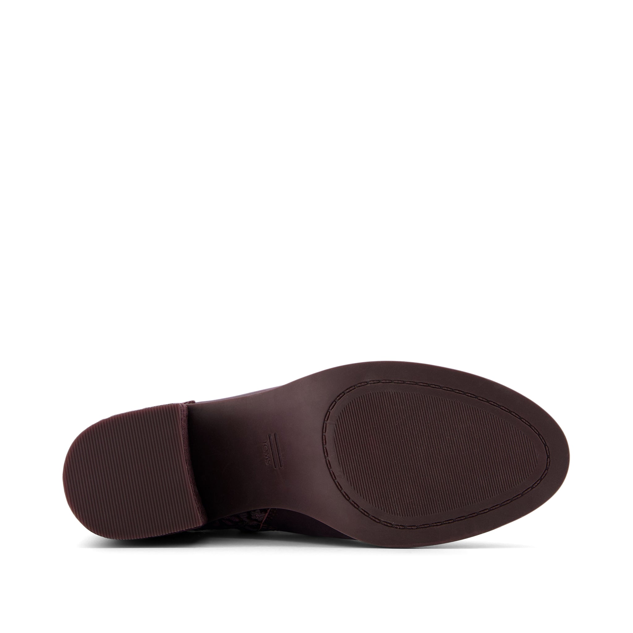 Evelyn Heeled Boot - Blackberry Leather Brocade Bottom Sole View