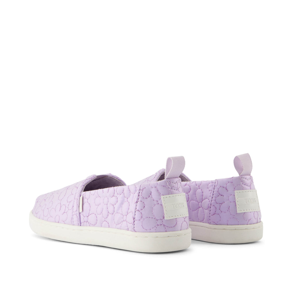 Youth Alpargata Purple Iridescent Quilted Daisy Kids Shoe Back View