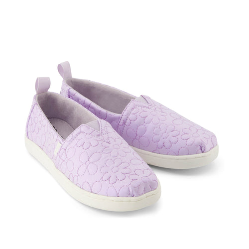 Youth Alpargata Purple Iridescent Quilted Daisy Kids Shoe Front View