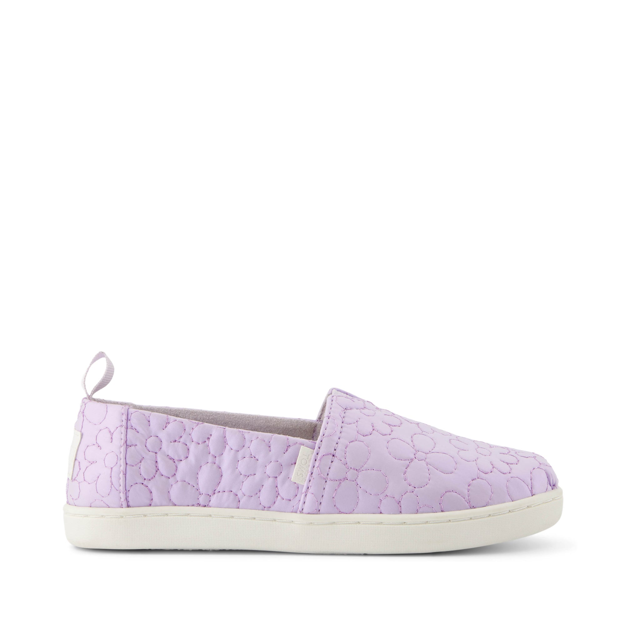 Youth Alpargata Purple Iridescent Quilted Daisy Kids Shoe Side View