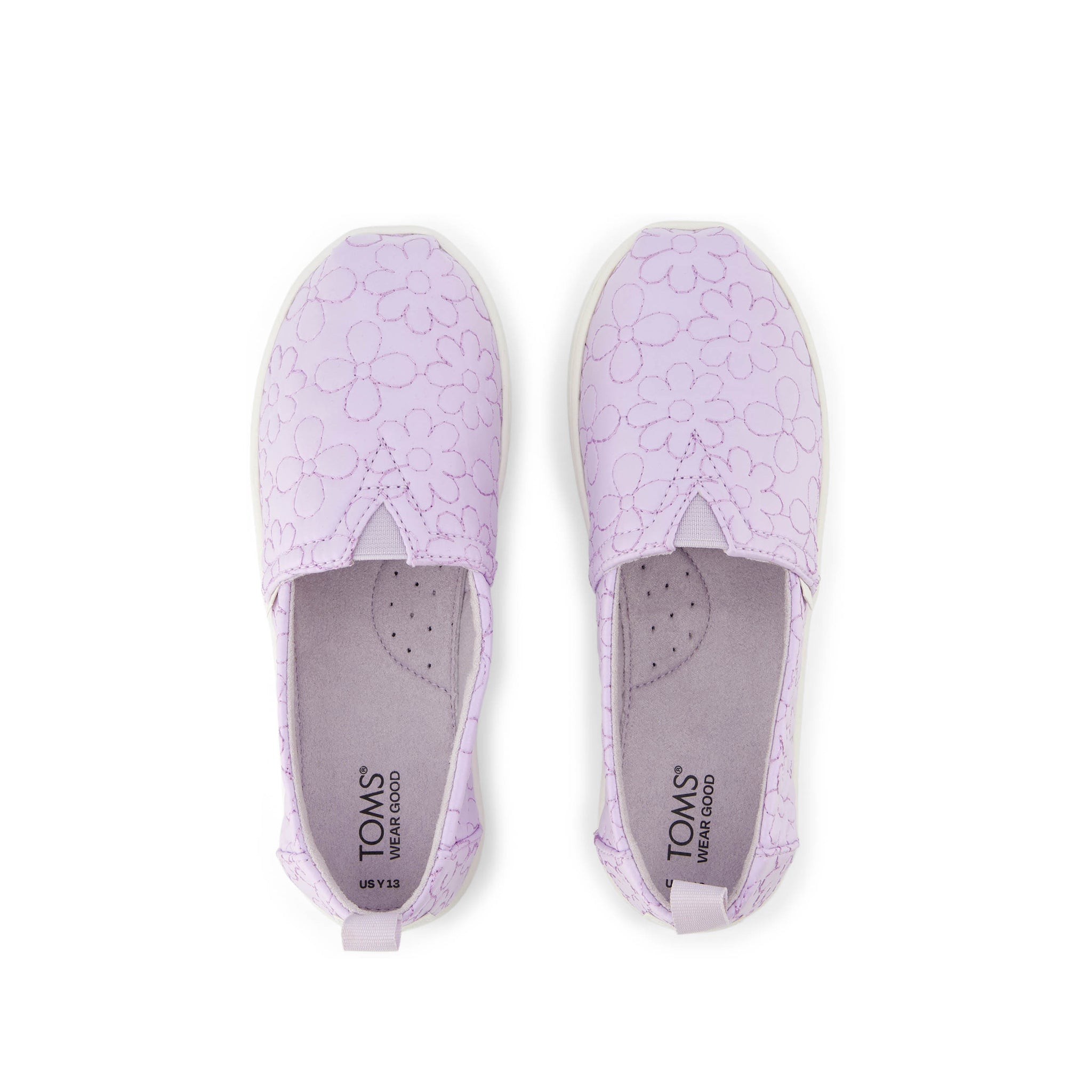 Youth Alpargata Purple Iridescent Quilted Daisy Kids Shoe Top View