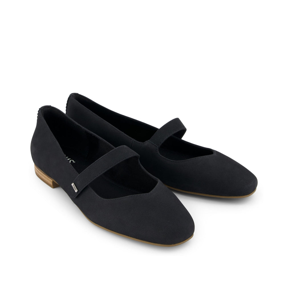 Bianca Black Leather Flat Front View