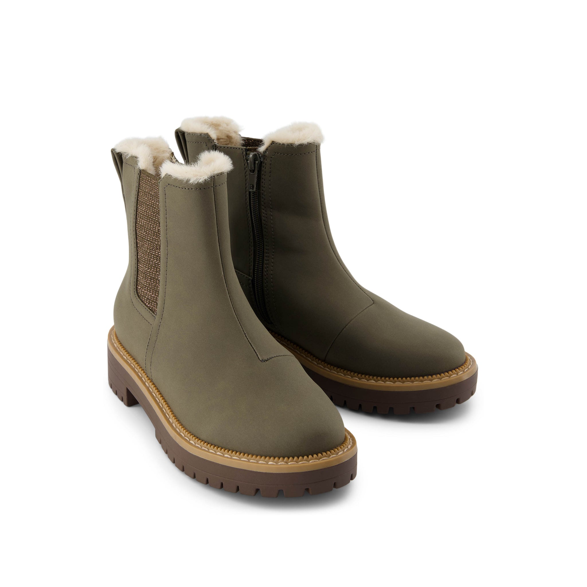Bennet Kids Boot - Canteen Nubuck PU with Faux Fur Front View