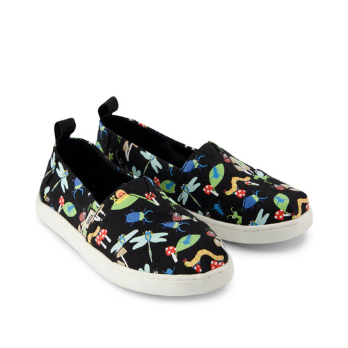 Youth Alpargata Glow in the Dark Bugs Kids Shoe Front View