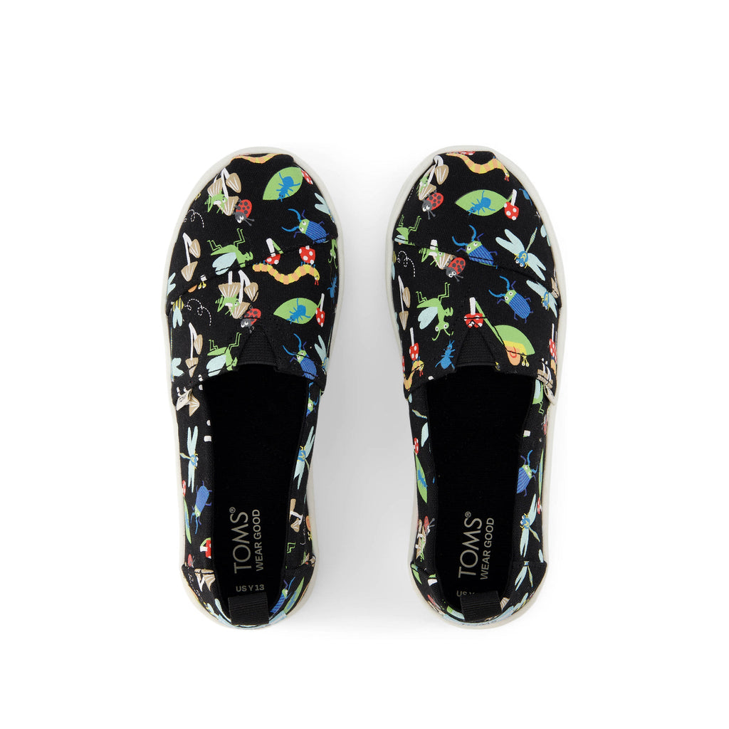 Youth Alpargata Glow in the Dark Bugs Kids Shoe Top View