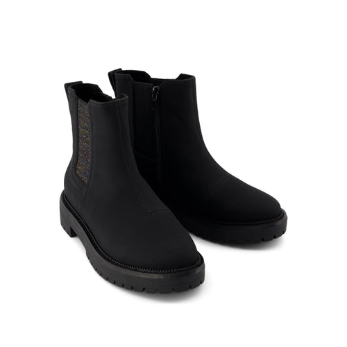 Bennet Kids Boot - Black Nubuck PU Front View