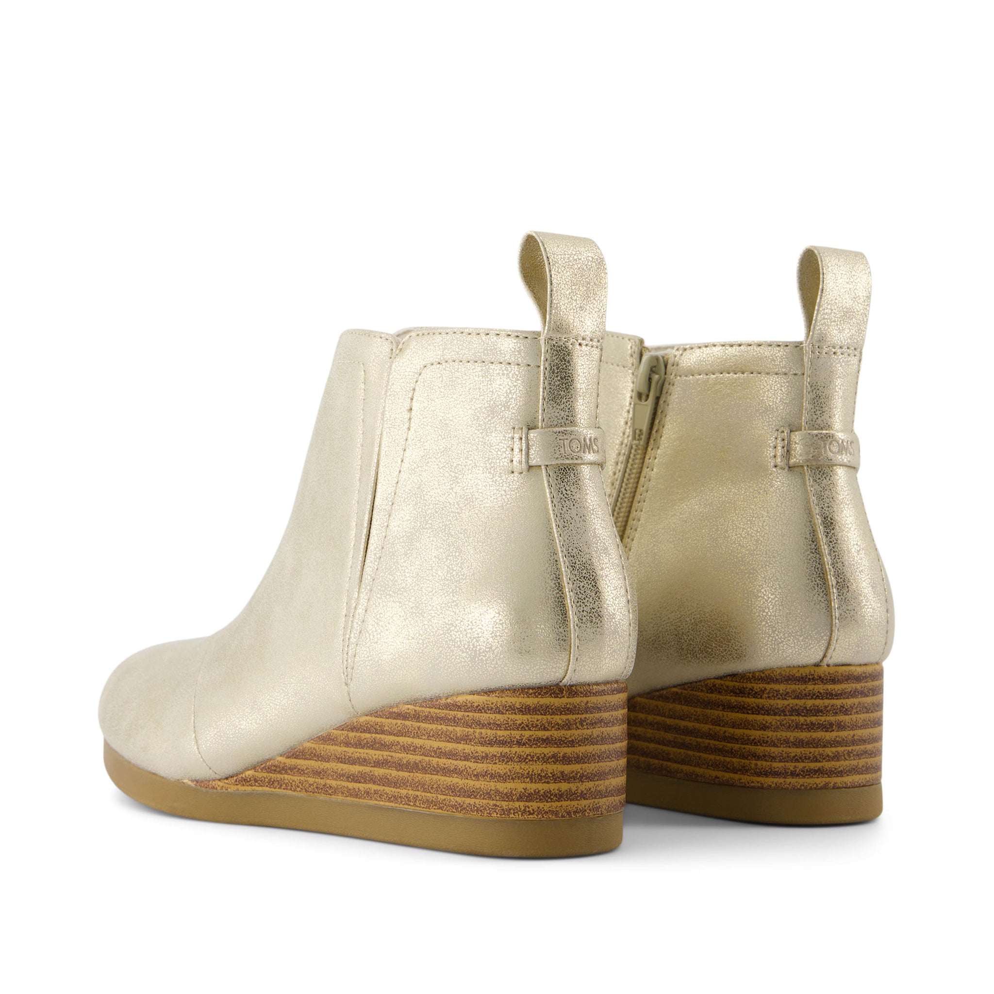 Clare Kids Wedge Boot - Light Gold Metallic PU Back View