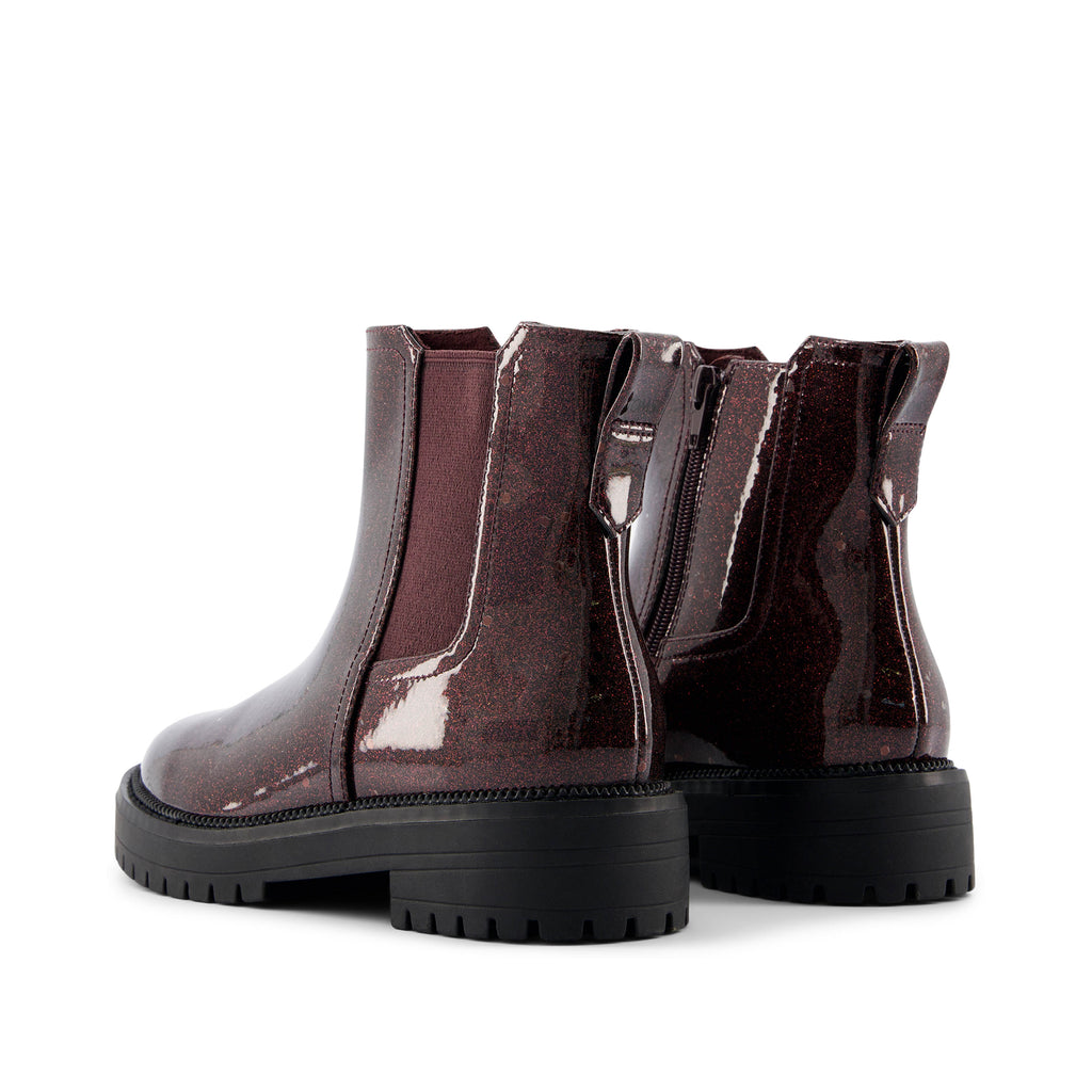 Bennet Kids Boot - Blackberry Confetti Coated Glitter Back View