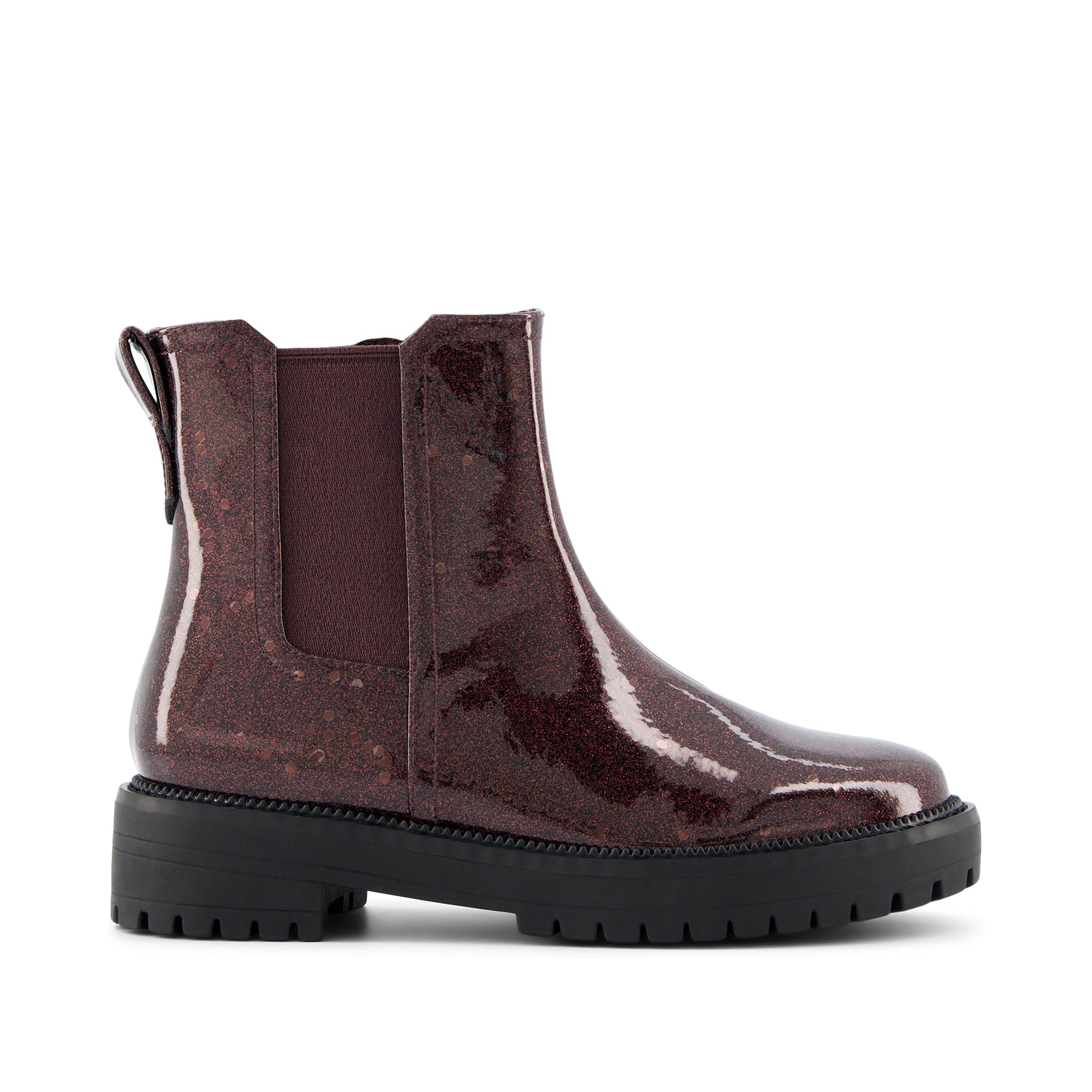 Bennet Kids Boot - Blackberry Confetti Coated Glitter Side View