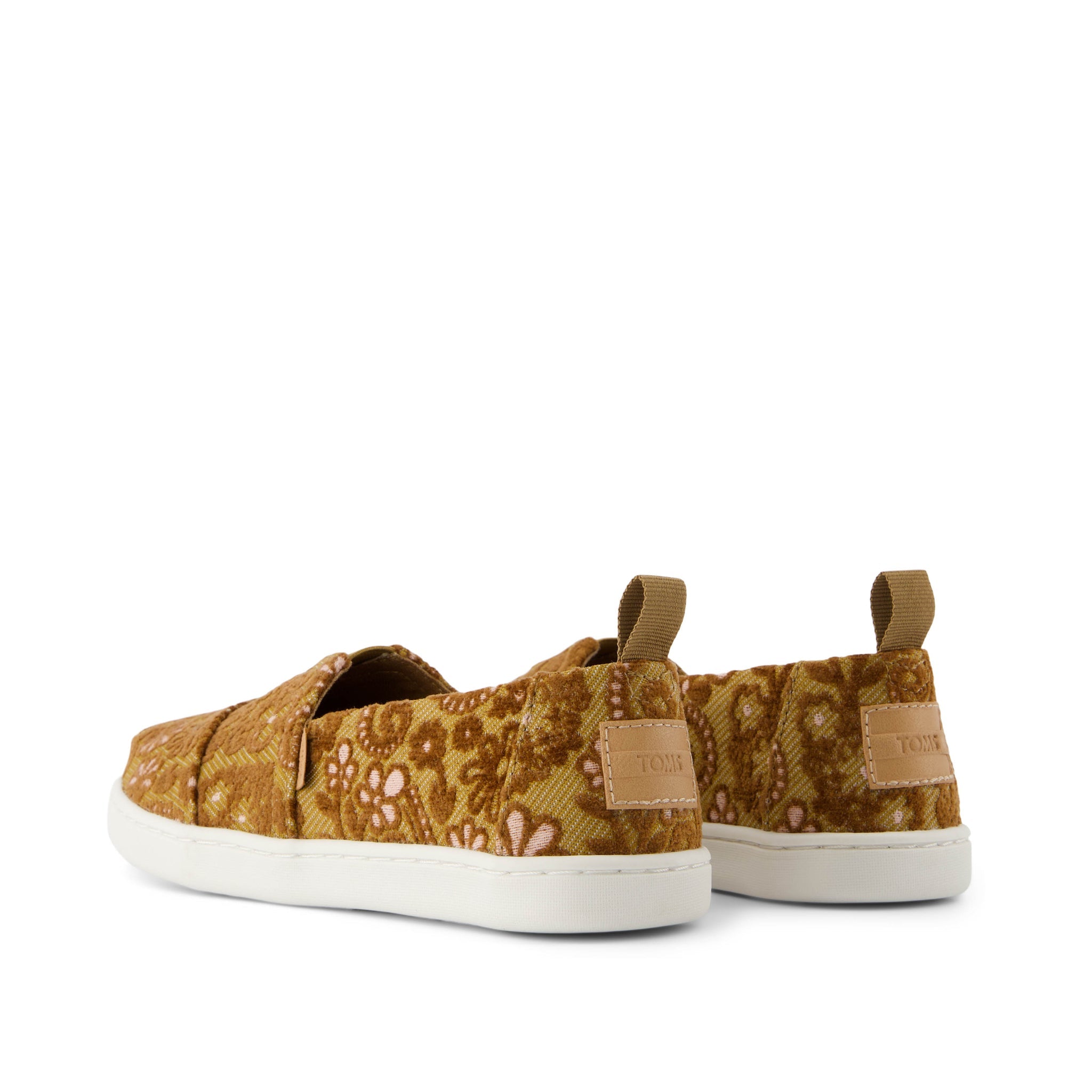 Youth Alpargata Golden Honey Floral Brocade Kids Shoe Back View