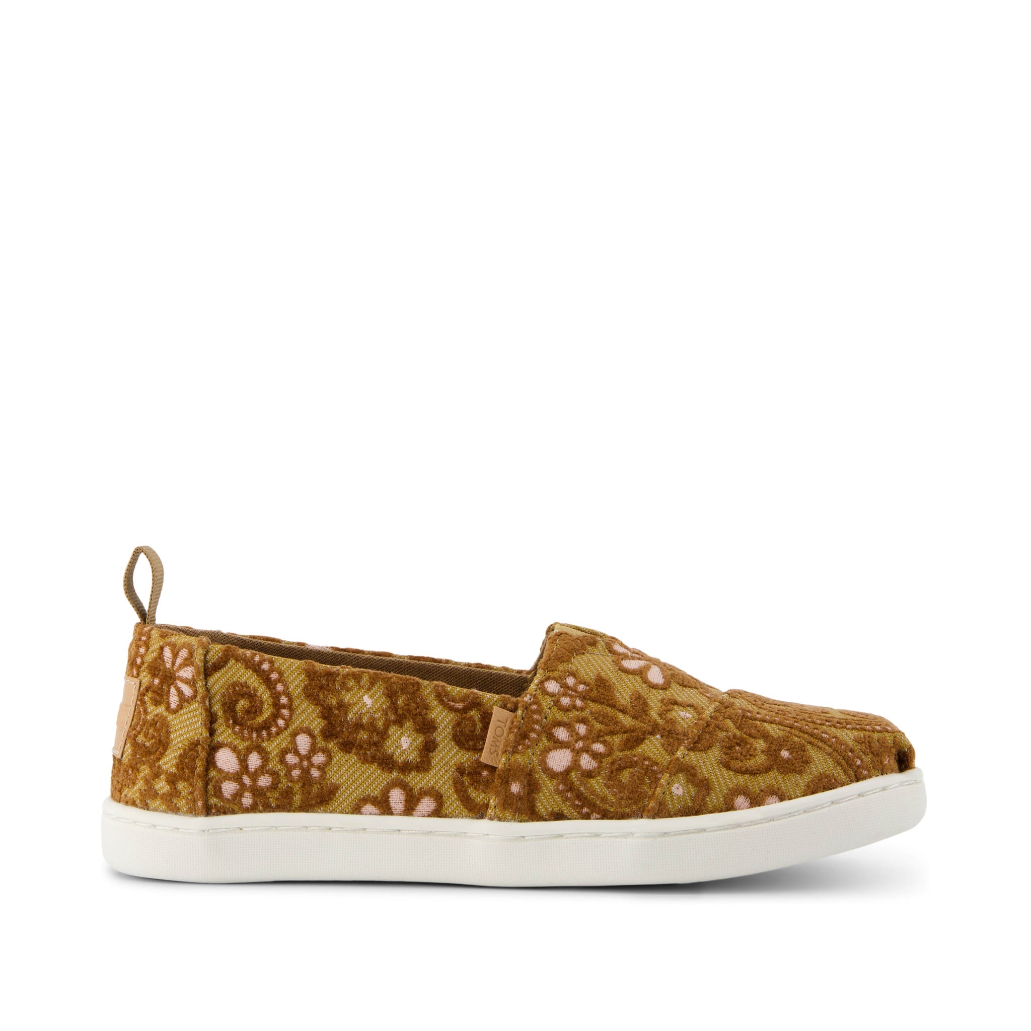 Youth Alpargata Golden Honey Floral Brocade Kids Shoe Side View