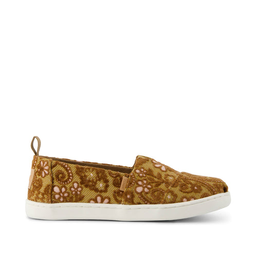 Youth Alpargata Golden Honey Floral Brocade Kids Shoe Side View