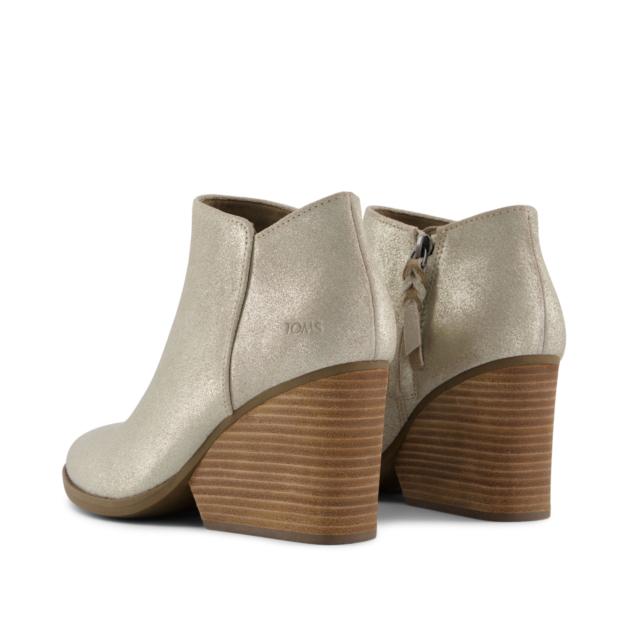 Hadley Champagne Metallic Suede Boot Back View