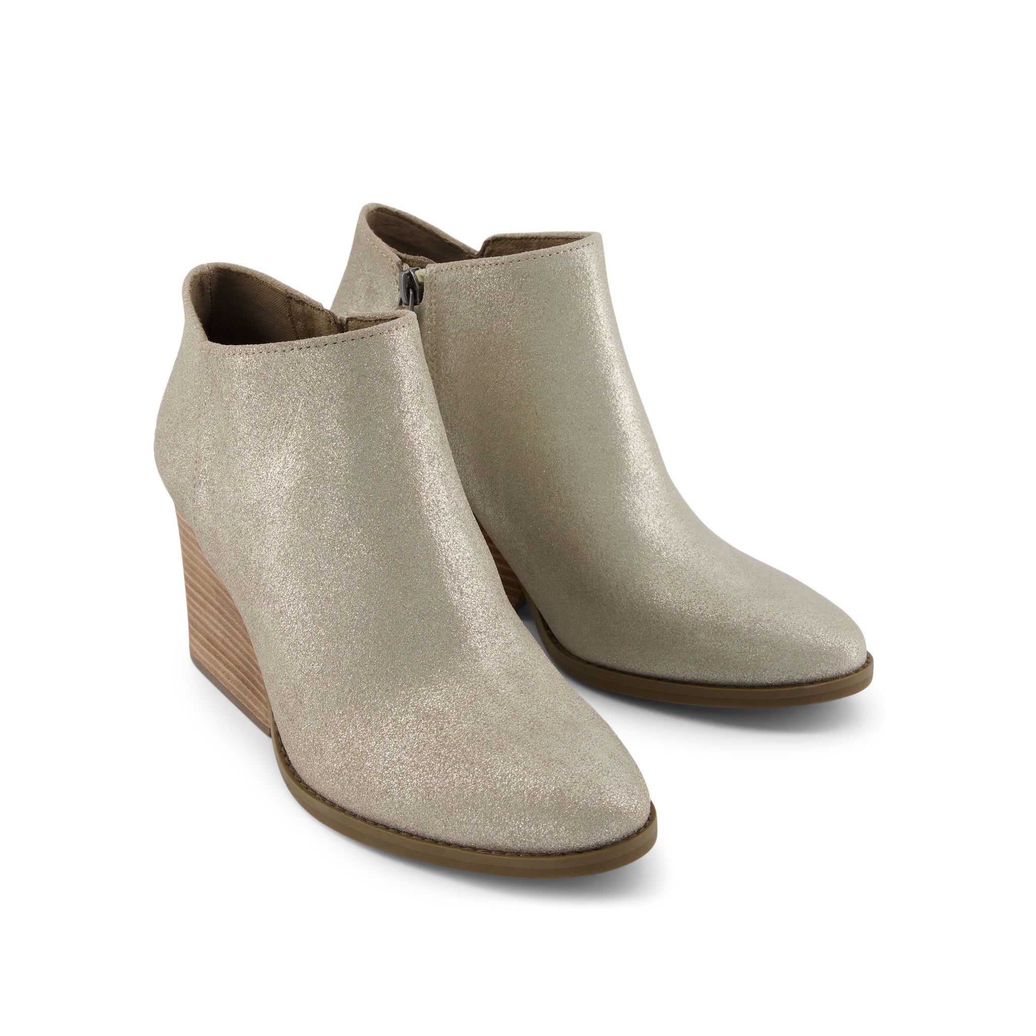 Hadley Champagne Metallic Suede Boot Front View