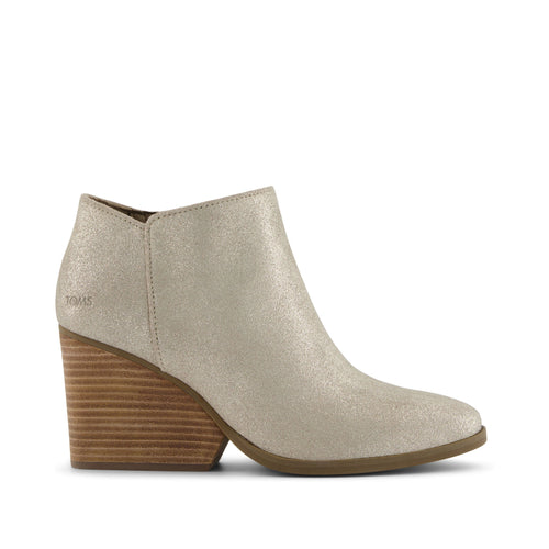 Hadley Champagne Metallic Suede Boot Side View