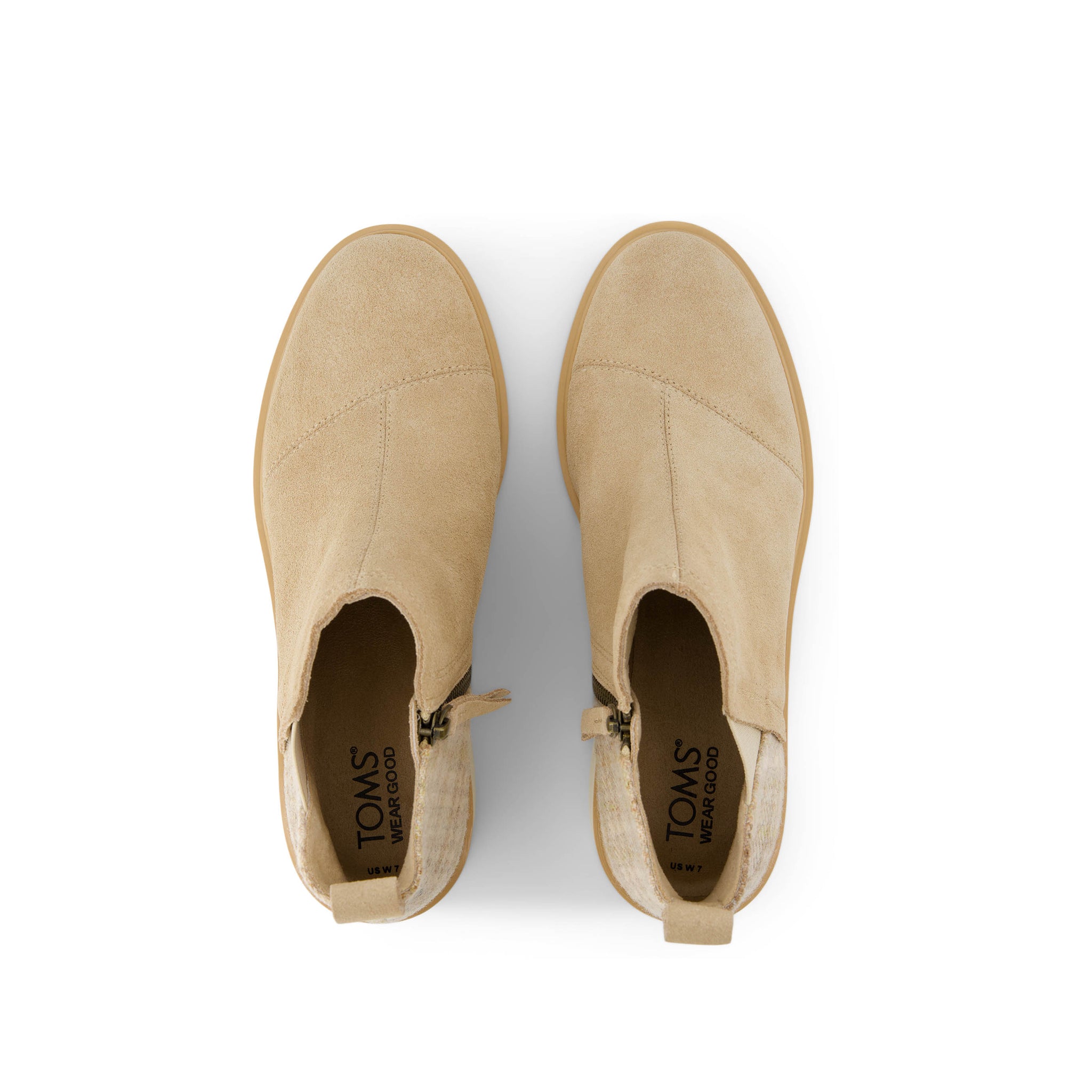 Maude Wedge Boot - Natural Suede Cozy Plaid Top View