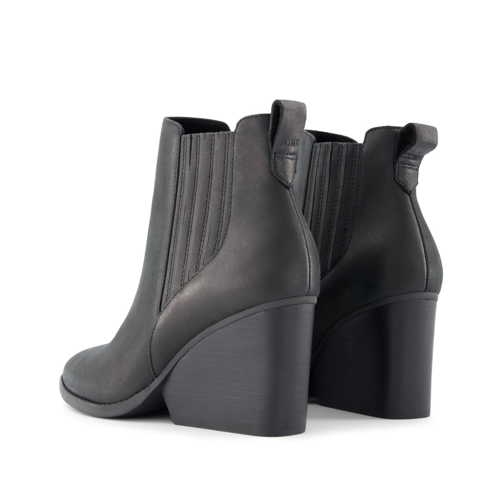 Noa Ankle Boot - All Black Leather Back View
