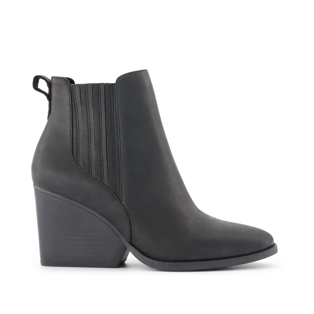 Noa Ankle Boot - All Black Leather Side View