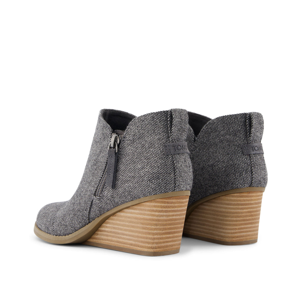 Goldie Grey Shimmer Twill Wedge Boot Back View