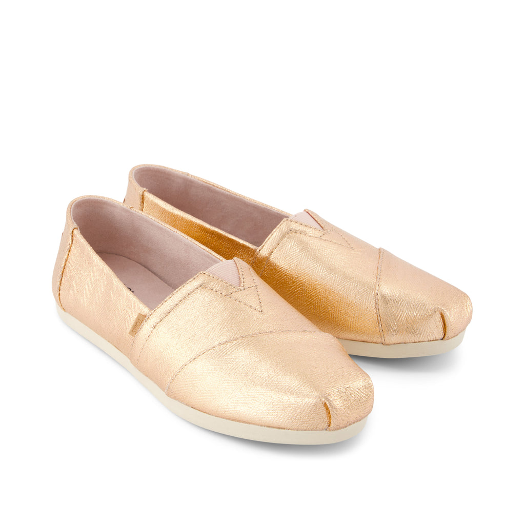 Alpargata Cloudbound - Gold Metallic Herringbone Front View