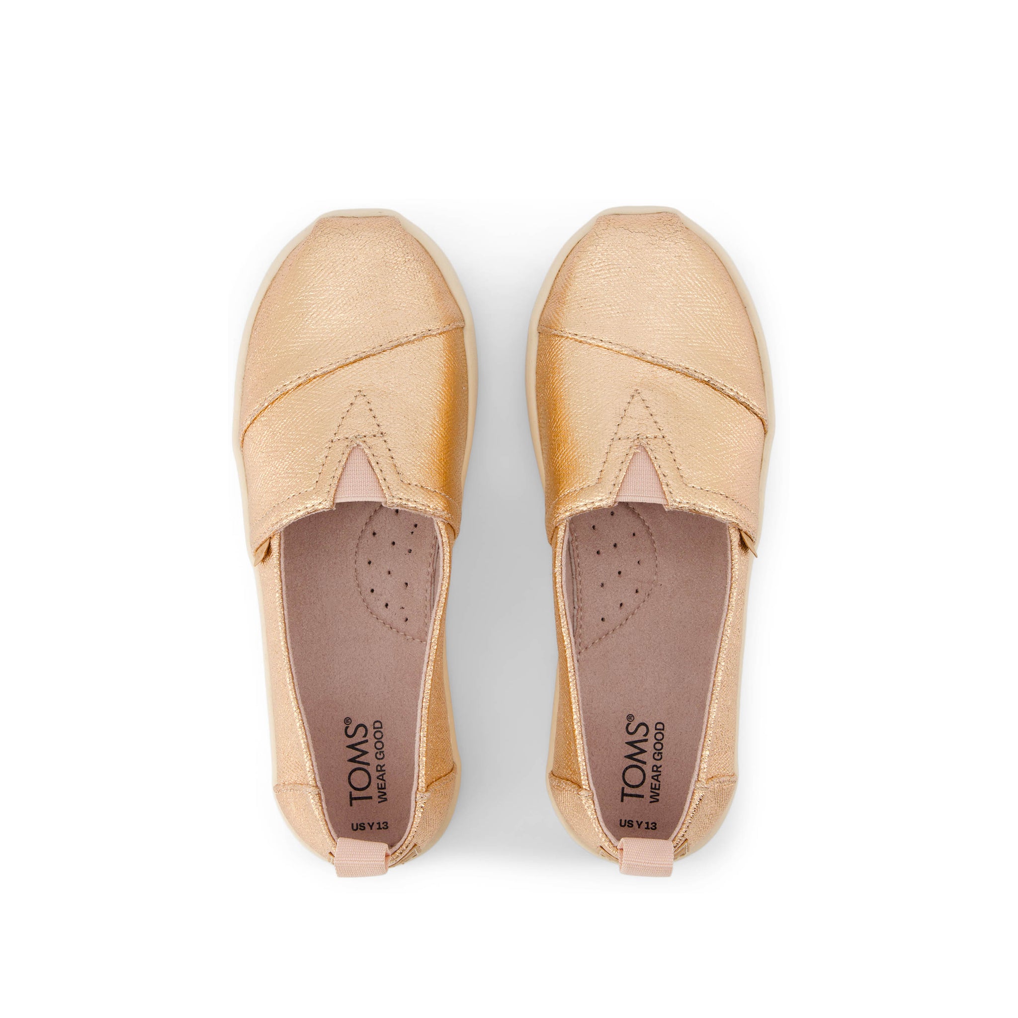 Alpargata Kids Shoe - Rose Gold Metallic Herringbone Top View