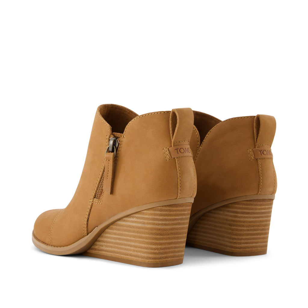 Goldie Brown Leather Wedge Boot Back View