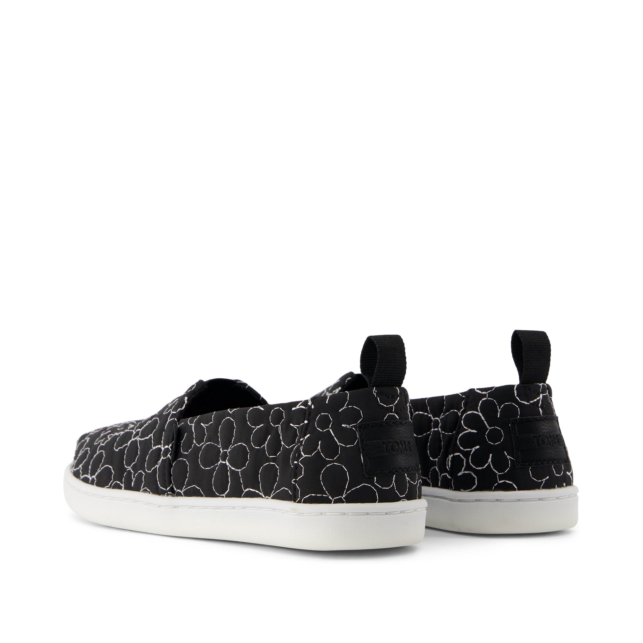 Youth Alpargata Black Quilted Daisy Kids Shoe Back View