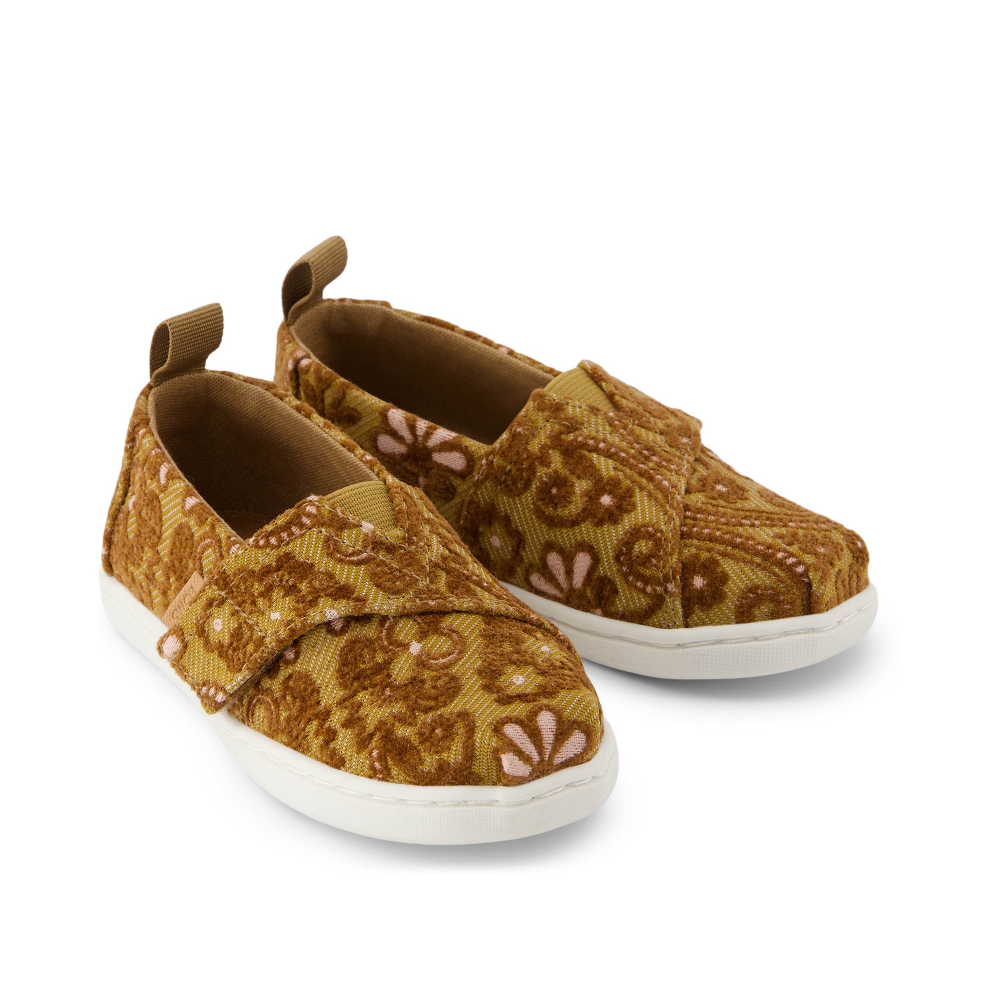 Alpargata Golden Honey Floral Brocade Toddler Shoe Front View