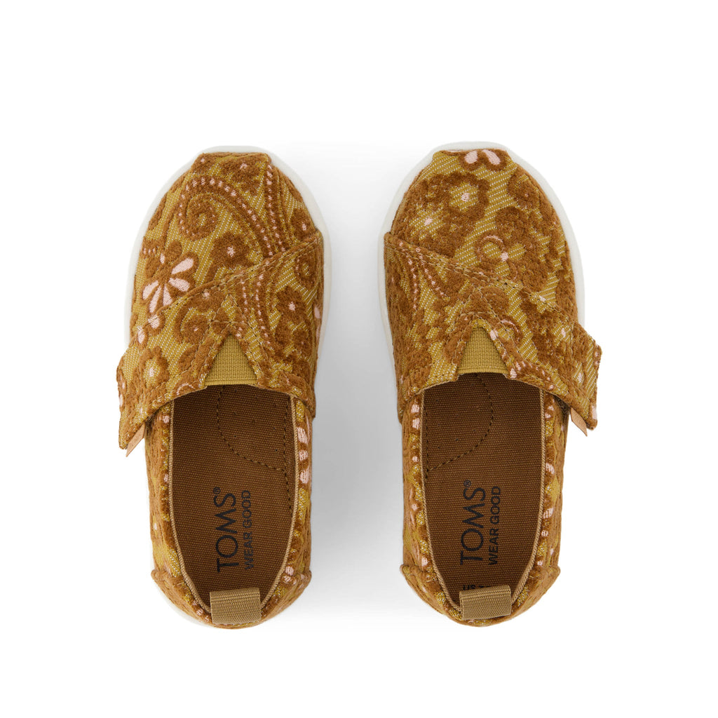 Alpargata Golden Honey Floral Brocade Toddler Shoe Top View